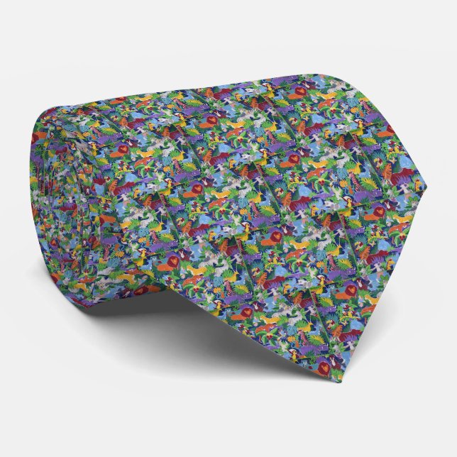 Colourful Jungle Animals Tie (Rolled)