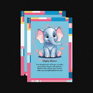 Colourful Jungle Blue Elephant Baby Shower Enclosure Card