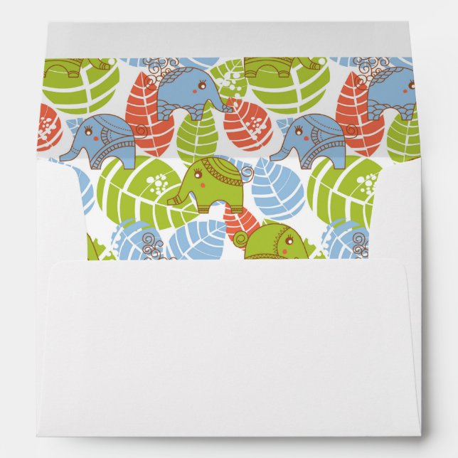 Colourful Jungle Elephants Envelope (Back (Bottom))
