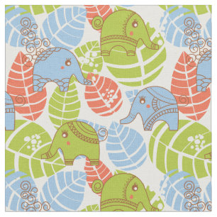 Colourful Jungle Elephants Fabric