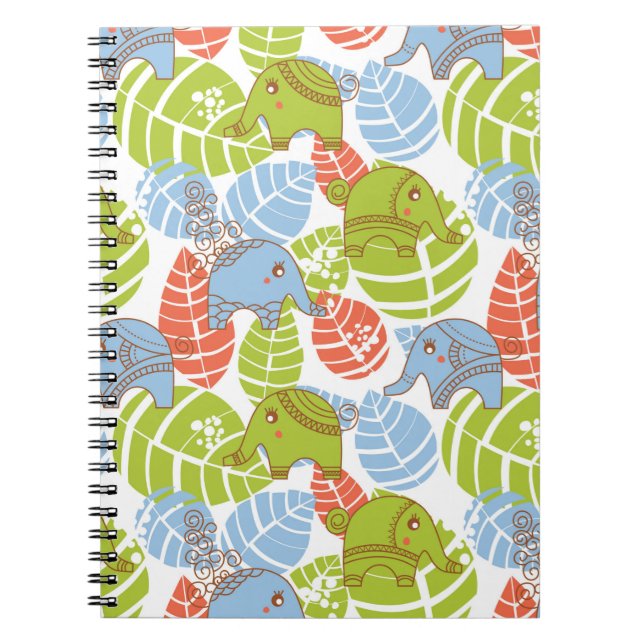 Colourful Jungle Elephants Notebook (Front)