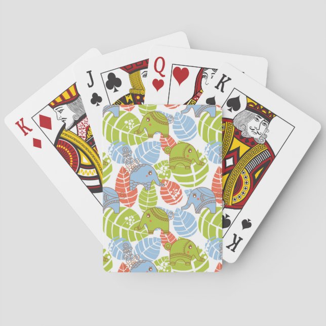 Colourful Jungle Elephants Playing Cards (Back)