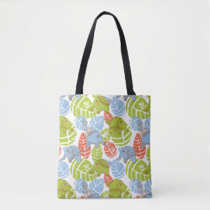 Colourful Jungle Elephants Tote Bag