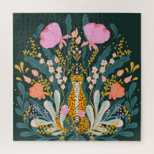 Colourful jungle garden with cheetah jigsaw puzzle