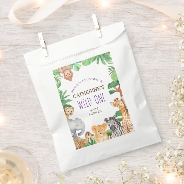 Colourful Jungle Safari Animal Baby Shower Favour Bag (Clipped)