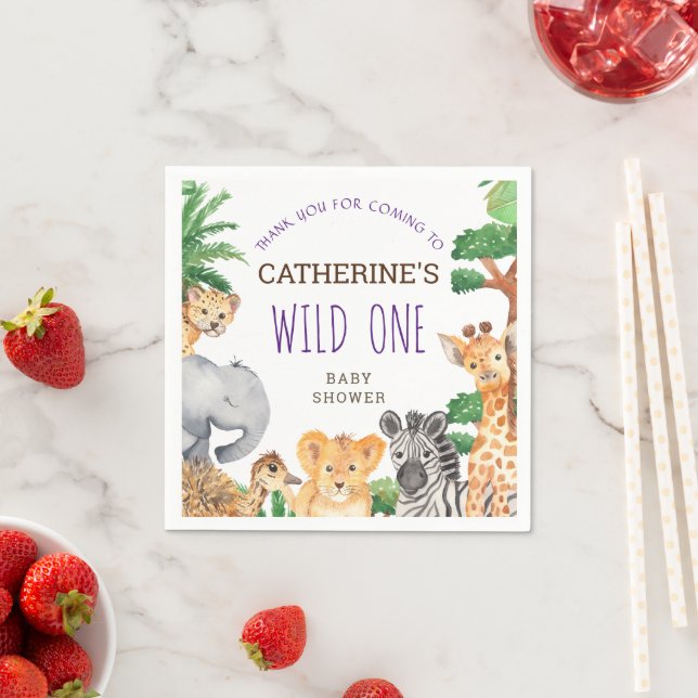 Colourful Jungle Safari Animal Baby Shower Napkin (Insitu)