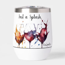 Colourful Just a Splash of Wine Watercolor 