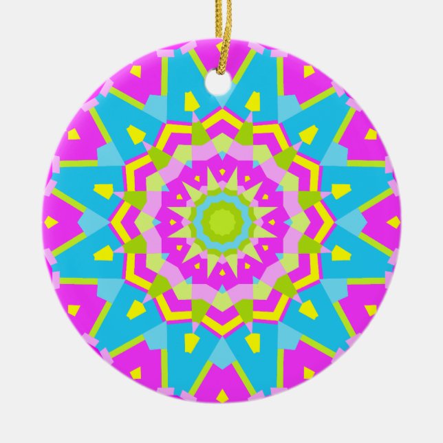 Colourful Kaleidoscope 011 Ceramic Tree Decoration (Front)