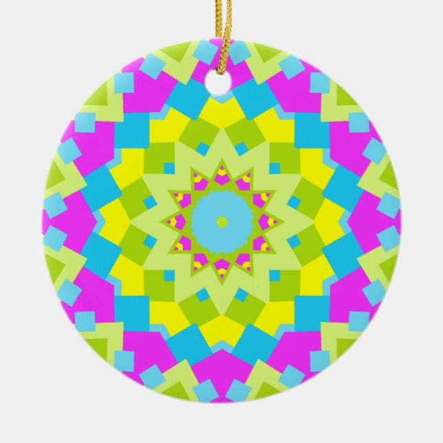 Colourful Kaleidoscope 012 Ceramic Tree Decoration (Front)