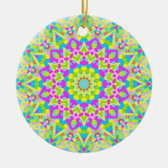 Colourful Kaleidoscope 02 Ceramic Ornament (Front)