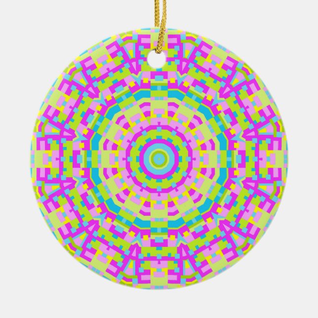 Colourful Kaleidoscope 03 Ceramic Ornament (Front)