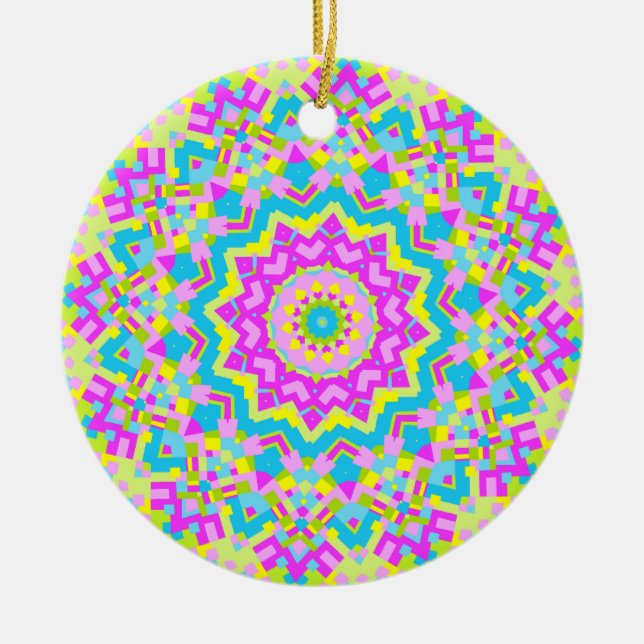 Colourful Kaleidoscope 04 Ceramic Ornament (Front)