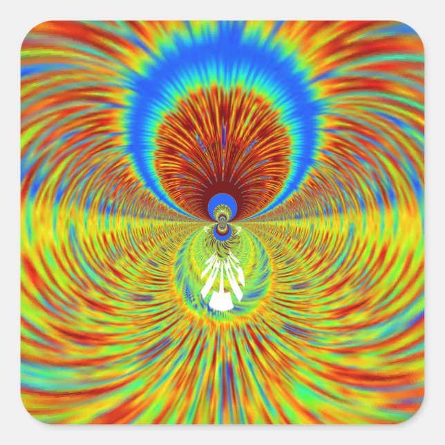 Colourful Kaleidoscope Art Print Square Sticker (Front)
