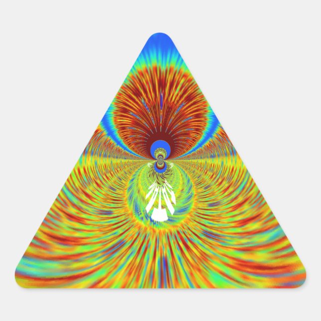 Colourful Kaleidoscope Art Print Triangle Sticker (Front)