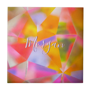 Colourful Kaleidoscope, DIY Name & Art White Scrip Ceramic Tile