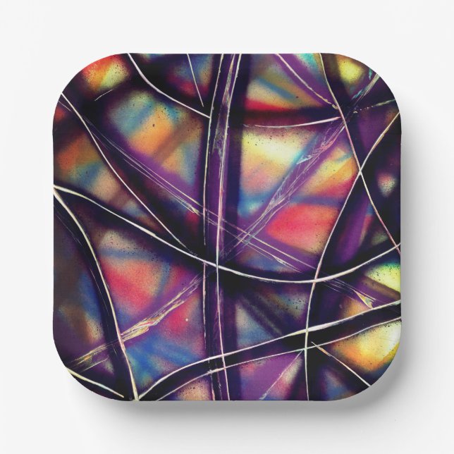 Colourful Kaleidoscope Paper Plate (Front)