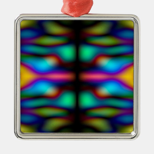Colourful kaleidoscope pattern metal tree decoration (Front)