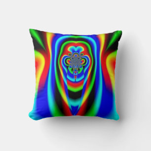 Colourful Kaleidoscope Psychedelic Fractal Cushion