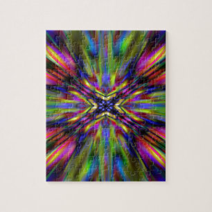 Colourful kaleidoscope starburst jigsaw puzzle