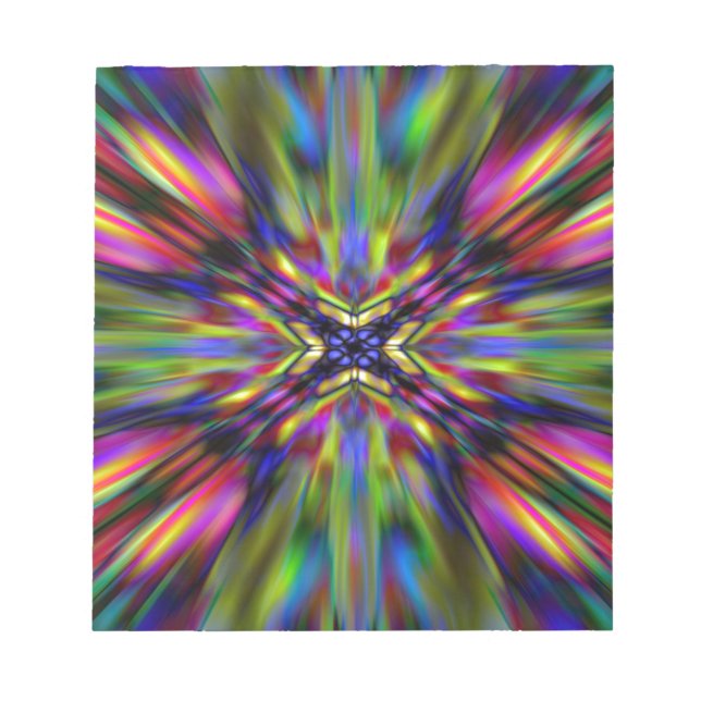 Colourful kaleidoscope starburst notepad (Front)