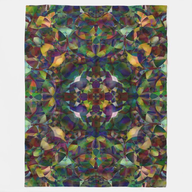 Colourful, Kaleidoscopic Abstract Art Fleece Blanket (Front)