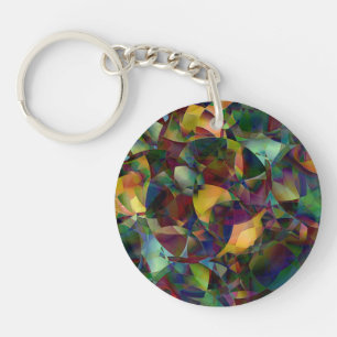 Colourful, Kaleidoscopic Abstract Art Key Ring