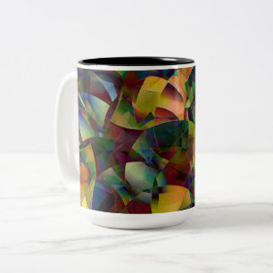 Colourful, Kaleidoscopic Abstract Art Two-Tone Coffee Mug