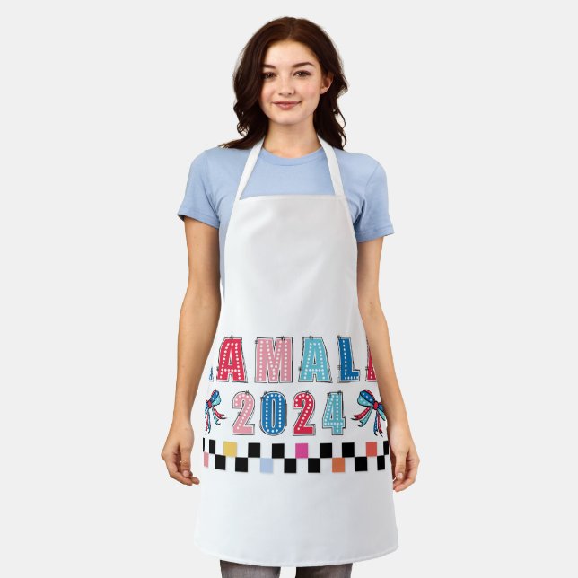 Colourful Kamala Harris 2024. White. Medium Apron (Worn)