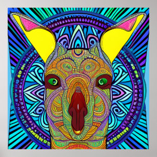 Colourful Kangaroo Mandala Unique Interesting Poster