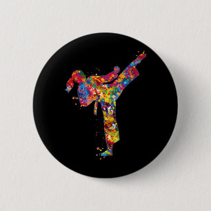 Colourful Karate Girl Martial Arts Kids Women Girl 6 Cm Round Badge