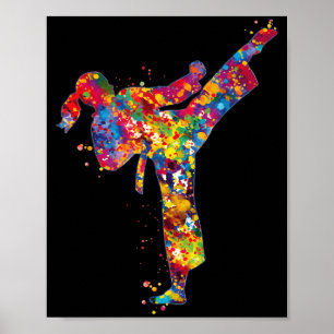 Colourful Karate Girl Martial Arts Kids Women Girl Poster