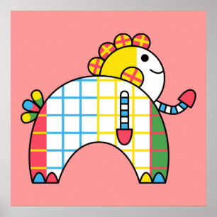Colourful kawaii cute cartoon character posters