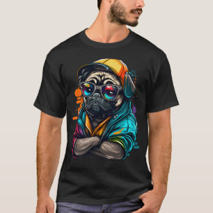 Colourful Kawaii Gangsta Pug T-Shirt