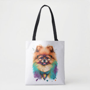 Colourful Kawaii Pomeranian Hipster 1 Tote Bag
