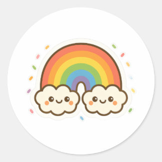 Colourful Kawaii Rainbow Pride Classic Round Sticker