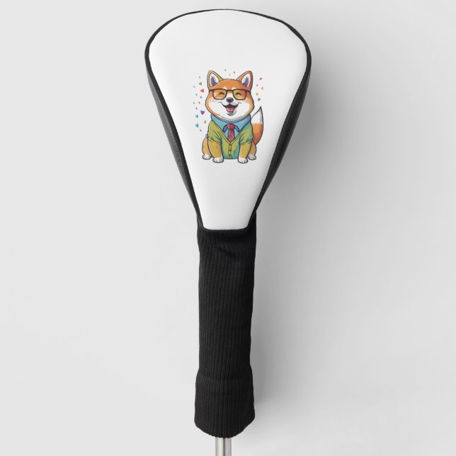 Colourful Kawaii Shiba Inu Hipster  1 Golf Head Cover (Front)