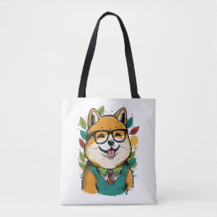 Colourful Kawaii Shiba Inu Hipster Tote Bag