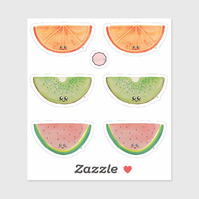 Colourful Kawaii Watercolor Fruits Sticker (Sheet)