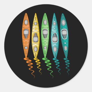 Colourful Kayak Boat Outdoor River Travel Kayaking Classic Round Sticker