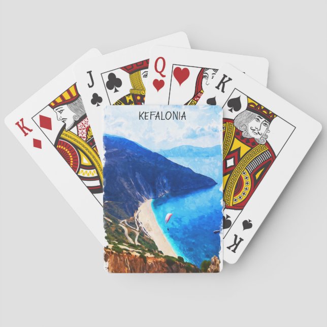 Colourful Kefalonia Greece Artwork Playing Cards (Back)