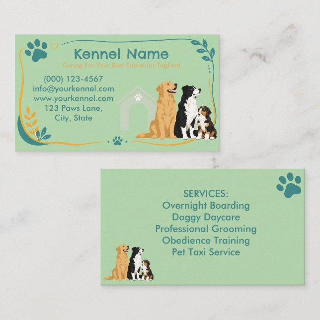 Colourful Kennel Customisable  Business Card (Front/Back)