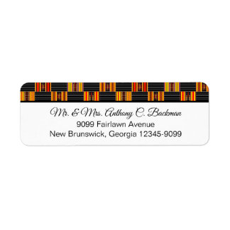Colourful Kente Black Pinstripe K30 Return Address Label