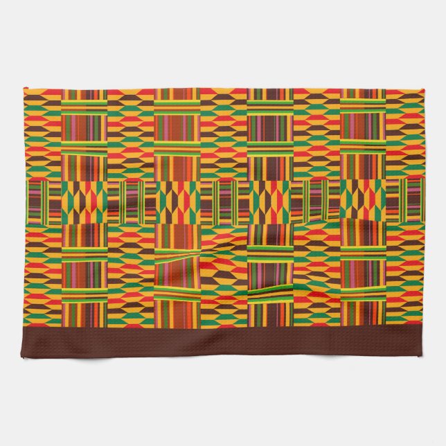 Colourful Kente Ethnic Pattern Tea Towel (Horizontal)