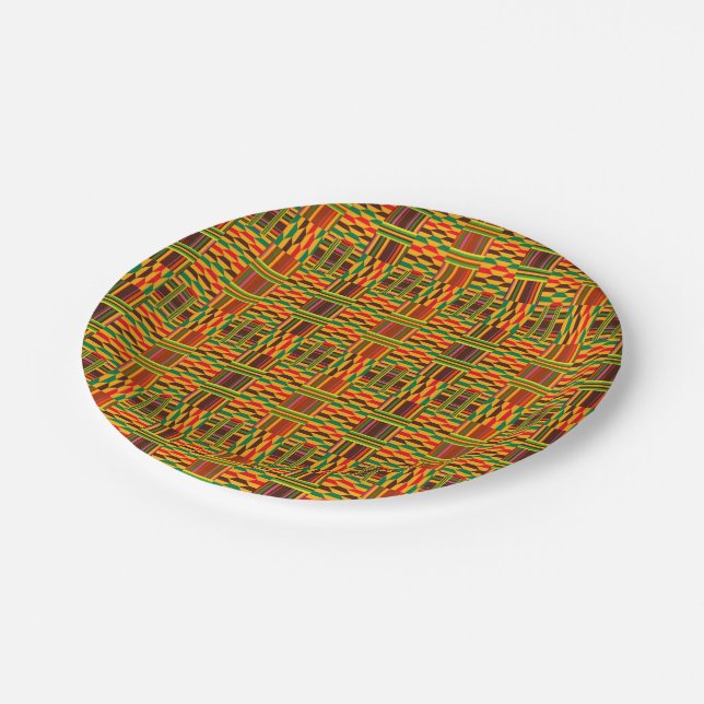 Colourful Kente Paper Plates (Angled)