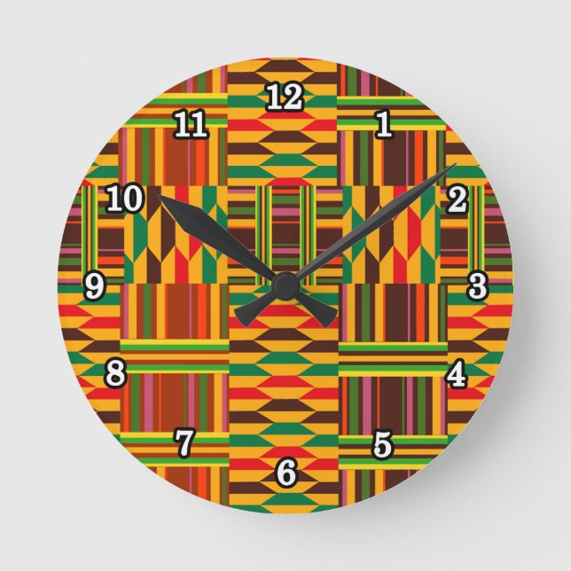 Colourful Kente Round Clock (Front)