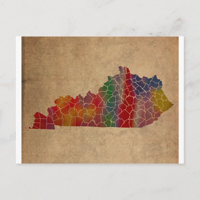 Colourful Kentucky Counties Art Postcard (Front)