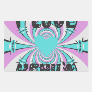Colourful Kenya Love: Purple Cyan White Funny Rectangular Sticker