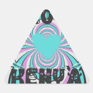 Colourful Kenya Love: Purple Cyan White Funny Triangle Sticker