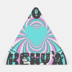 Colourful Kenya Love: Purple Cyan White Funny Triangle Sticker