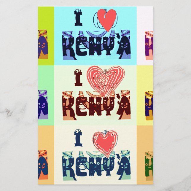 Colourful Kenya Vibrant I Love Kenya Pop Art Vecto (Front)
